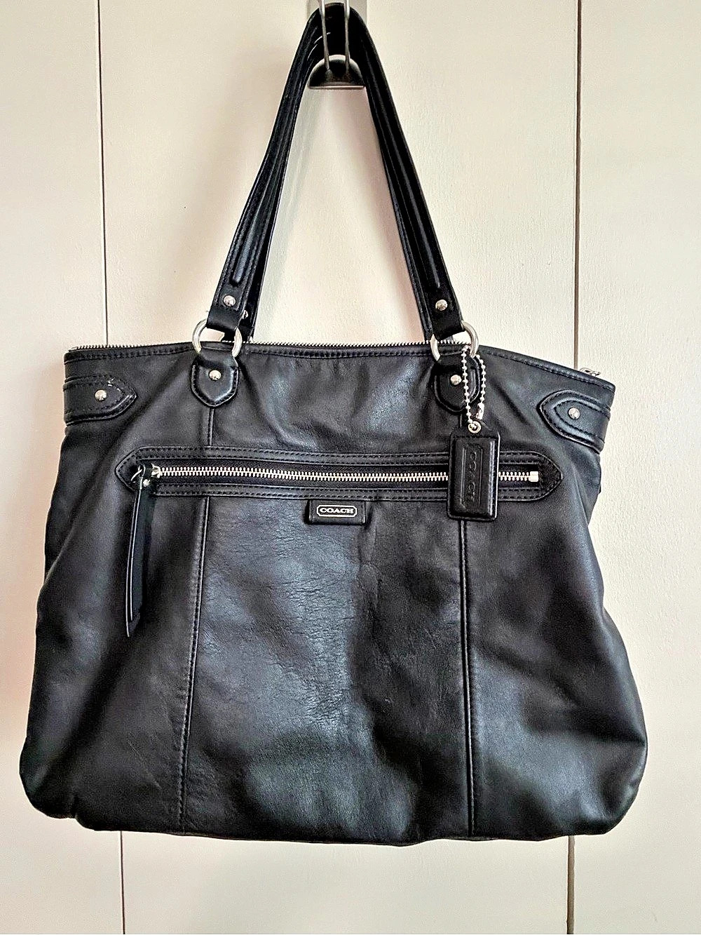 Coach Campbell Belle Carryall Tote Black Leather
